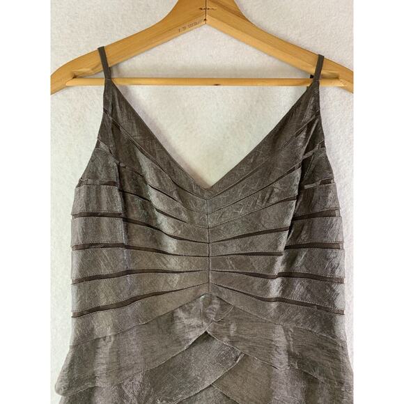 Adrianna Papell Satin Tiered Maxi Gown & Bolero 2 pc Set Dress Sz 8 Bronze Event - Picture 6 of 16